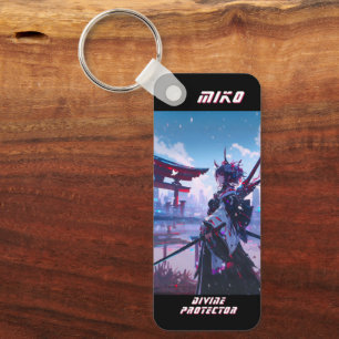 Cyberpunk Anime Miko Japanese Torii Custom Name Keychain