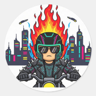 cyberpunk bike classic round sticker