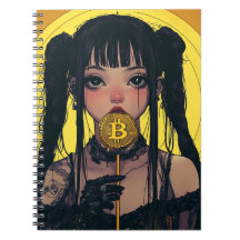 Cyberpunk Bitcoin Waifu Anime Spiral Notebook