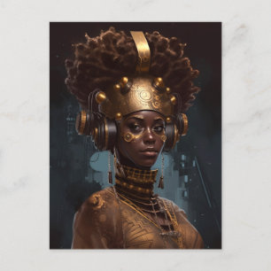 Cyberpunk Black Woman Science Fiction Postcard