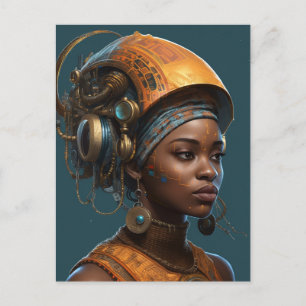 Cyberpunk Black Woman Science Fiction Postcard