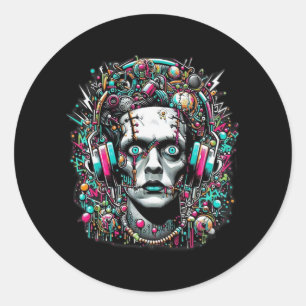 Cyberpunk Bride Of Frankenstein  Classic Round Sticker