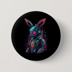 Cyberpunk Bunny Cyborg Rabbit Cool Gamer Easter  2 Inch Round Button