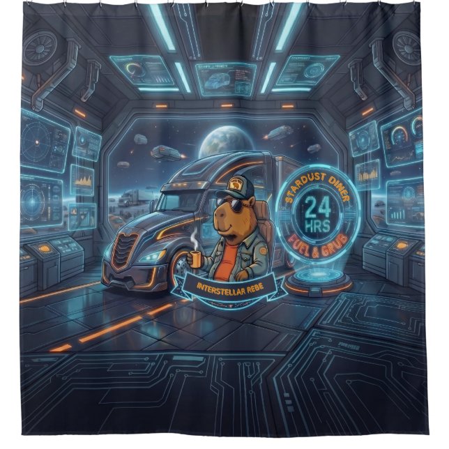 Cyberpunk Capybara Space Trucker Custom Name Showe (Front)