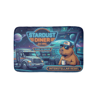 Cyberpunk Capybara Space Trucker Stardust Diner Ba Bath Mat