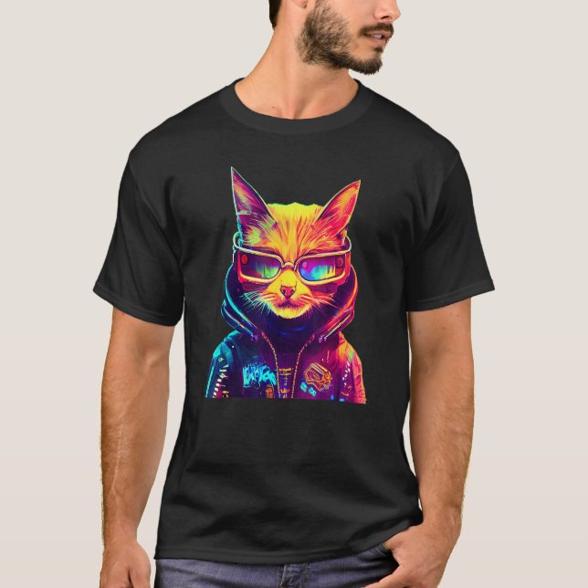Cyberpunk Cat 6 T-Shirt (Front)