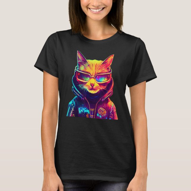 Cyberpunk Cat 6 T-Shirt (Front)