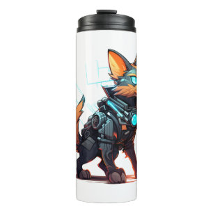 Cyberpunk Cat in Neon Colours  6 Thermal Tumbler
