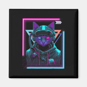 Cyberpunk Cat Kitty Punker Futuristic Cyber Punk  Magnet