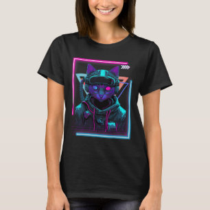 Cyberpunk Cat Kitty Punker Futuristic Cyber Punk T-Shirt