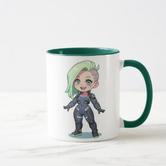 Cyberpunk Chibi Girl Green Hair Mug