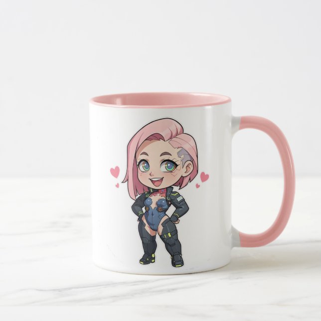 Cyberpunk Chibi Girl Mug (Right)