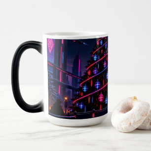 Cyberpunk Christmas – Futuristic City, Geek Gift Magic Mug