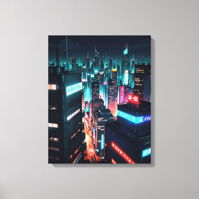 cyberpunk city canvas print (Front)