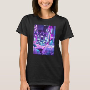 Cyberpunk City Sci Fi Night Tokyo Japan Urban Noir T-Shirt