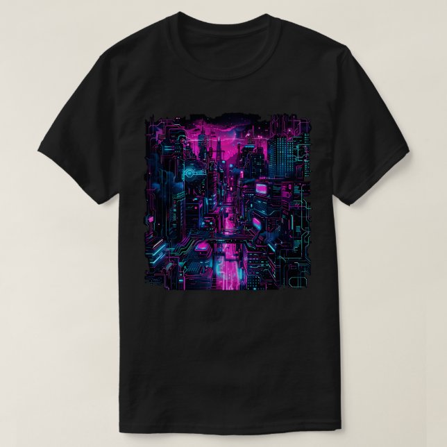 Cyberpunk Cityscape T-Shirt (Design Front)