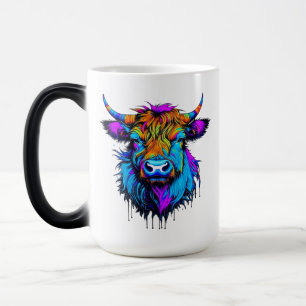 Cyberpunk Colorful Ai Highland Cow Magic Mug