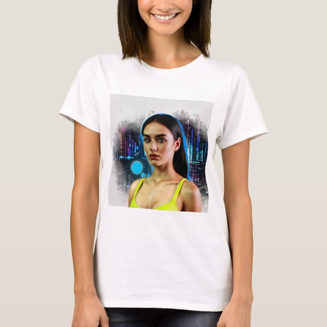 Cyberpunk Design - Futuristic Neon Aesthetics T-Shirt (Front)
