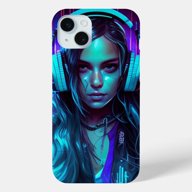 Cyberpunk DJ Girl Case-Mate iPhone Case (Back)
