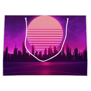 cyberpunk eletronic synthwave scifi pink large gift bag