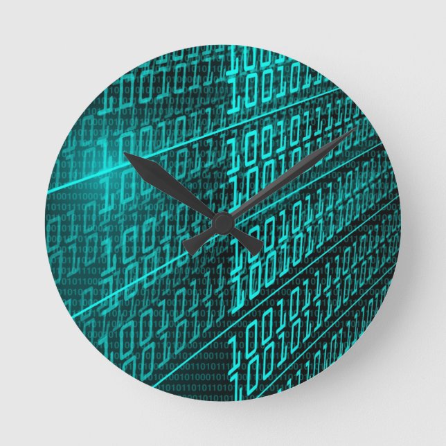 Cyberpunk Futuristic Computer Technology Circuit Round Clock (Front)