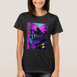 Cyberpunk Futuristic Japanese Cat Cyborg Dystopia  T-Shirt