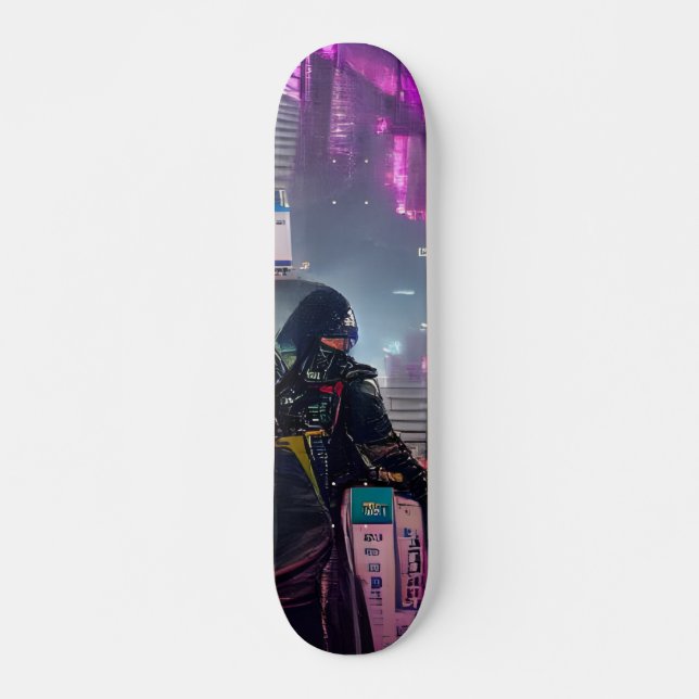Cyberpunk Futuristic Trippy Skateboard Deck (Front)