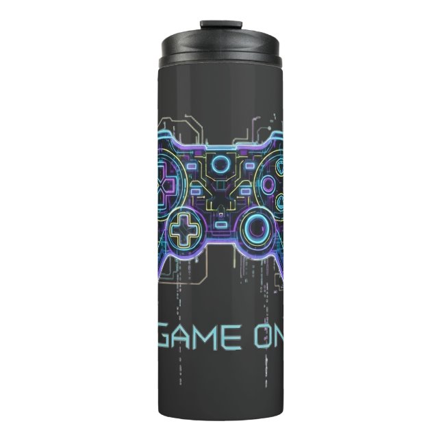  ​Cyberpunk Gaming Controller - Neon Game On Tech  Thermal Tumbler (Front)