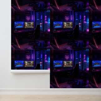 Cyberpunk Gaming Setup Neon Room Aesthetic Art Pos Wallpaper