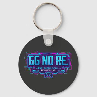 Cyberpunk GG NO RE Gaming Aesthetic - Neon Gamer Keychain