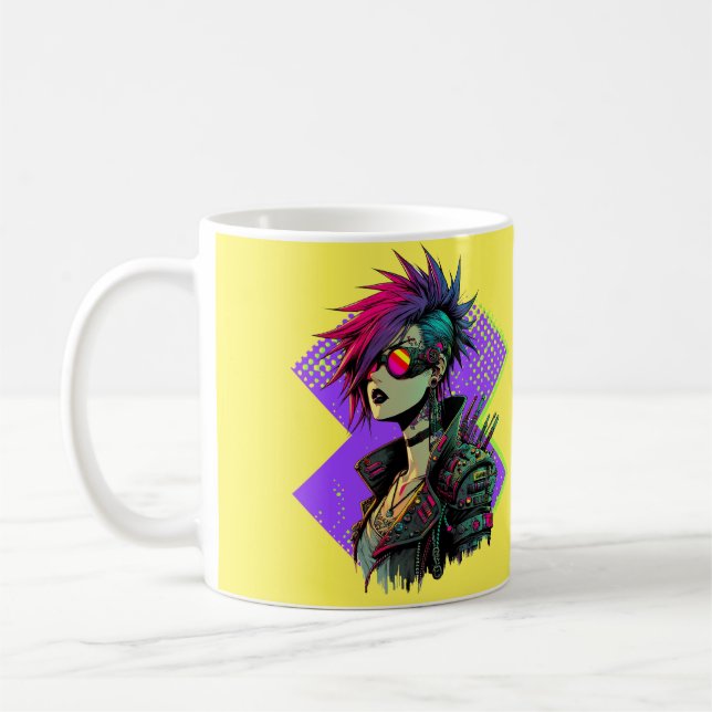 Cyberpunk Girl Coffee Mug (Left)