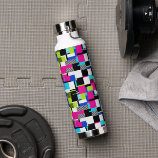 Cyberpunk Glitch Aesthetic Water Bottle