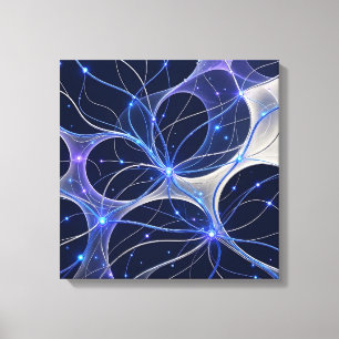 Cyberpunk Glowing Blue Fibre Optic Network Wall Ar Canvas Print