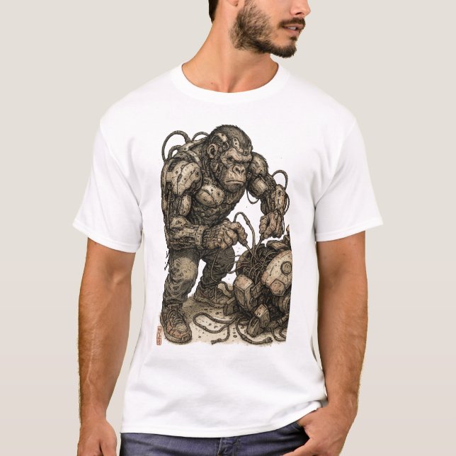 Cyberpunk Gorilla Mecha T-Shirt (Front)