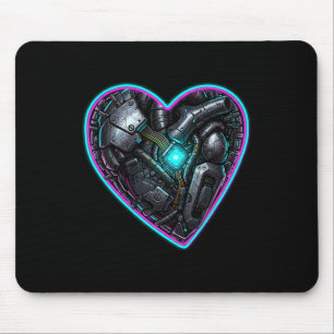 Cyberpunk Heart Valentine Pulse  Mouse Pad