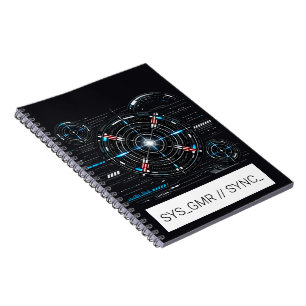 Cyberpunk HUD Telemetry Neon Red Black Classic Notebook