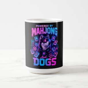 Cyberpunk Husky Neon Mahjong Gaming Dog Lover  Coffee Mug