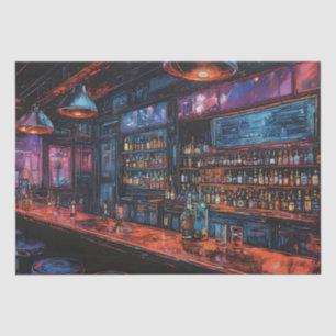 Cyberpunk Ink Painting of a Bar Tissue Paper