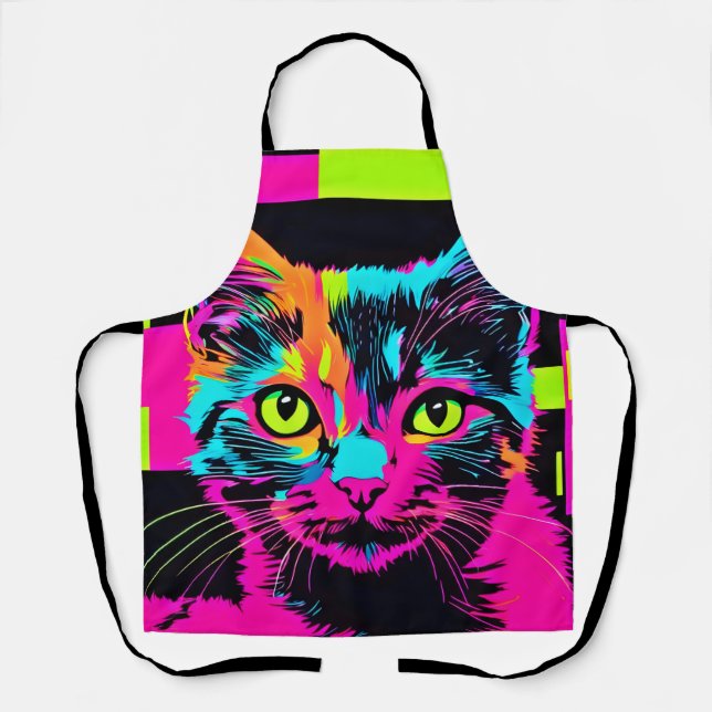 Cyberpunk Kitty Art Apron (Front)