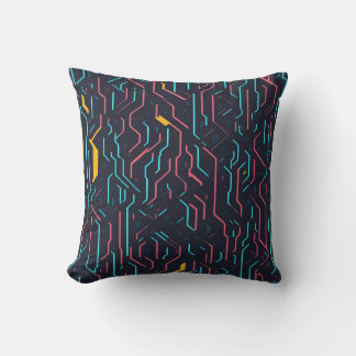 Cyberpunk Line Work Throw Pillow