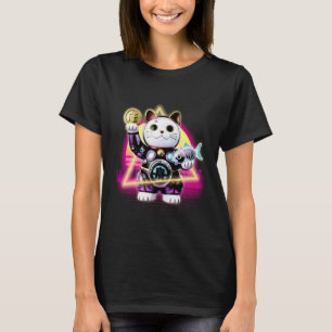 Cyberpunk Maneki Neko Lucky Cat Tech Style T-Shirt