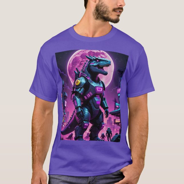 Cyberpunk Mecha Dino Moonlight Tee (Front)