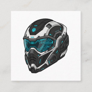 Cyberpunk Mecha Pilot Sci-Fi Gamer Graphic Hoodie Square Business Card