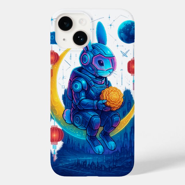 Cyberpunk Moon Rabbit – Mid-Autumn Festival Case-Mate iPhone Case (Back)