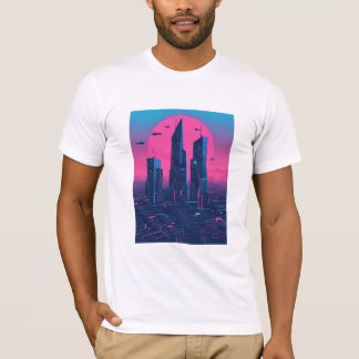 Cyberpunk Neon City Aesthetic for Sci-Fi and Tech T-Shirt