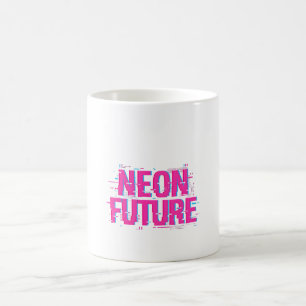Cyberpunk Neon Future Glitch Typography Coffee Mug