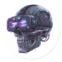 Cyberpunk Neon Glitch VR Skull Gamer Graphic