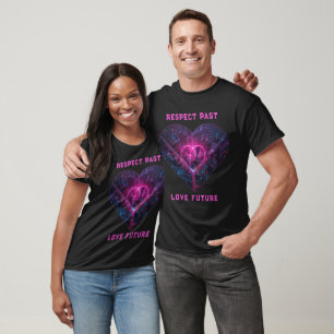 Cyberpunk Neon Heart City Graphic T-Shirt