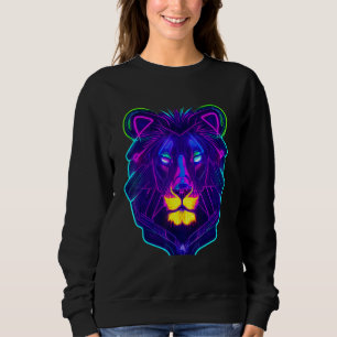 Cyberpunk Neon Light Leon Unique Animal King Color Sweatshirt