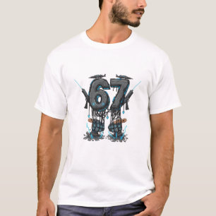 Cyberpunk Neon Number Sixty-Seven Futuristic Sci-F T-Shirt